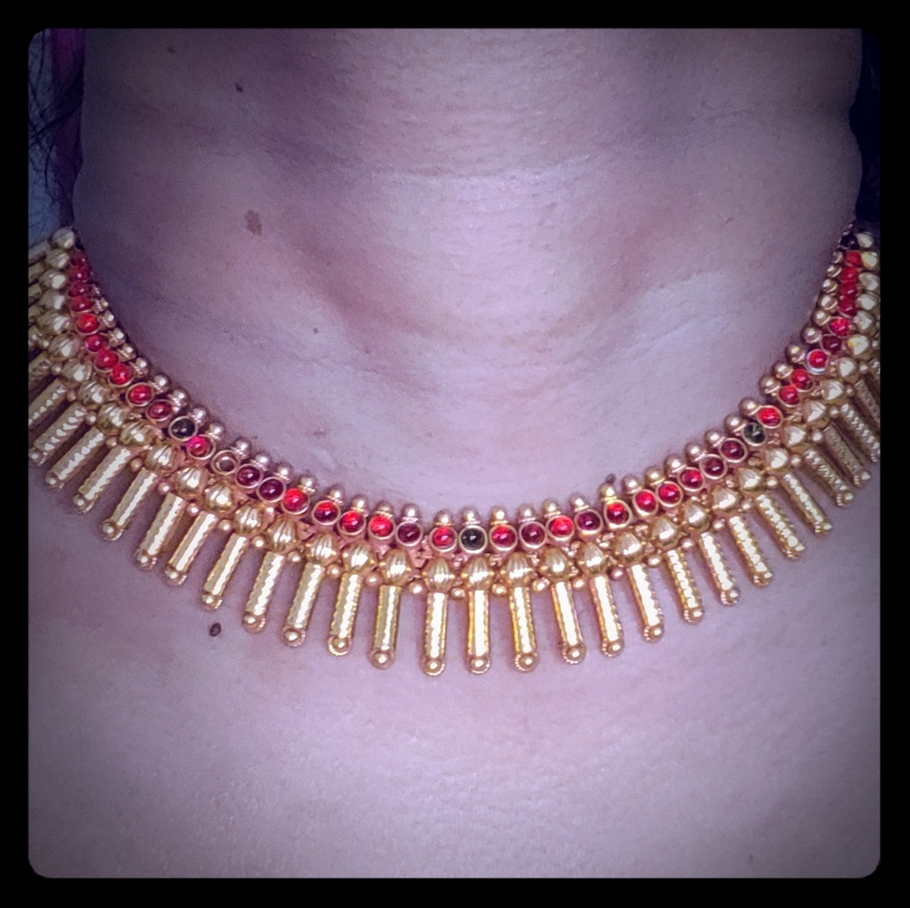 Antique gold spike necklace